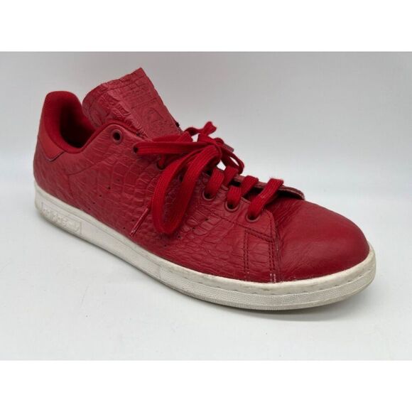 Adidas Stan Smith Men Red Snakeskin Print Leather Sneakers Size 11 - Picture 2 of 8